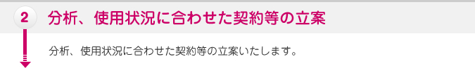 ２：分析、使用状況に合わせた契約等の立案